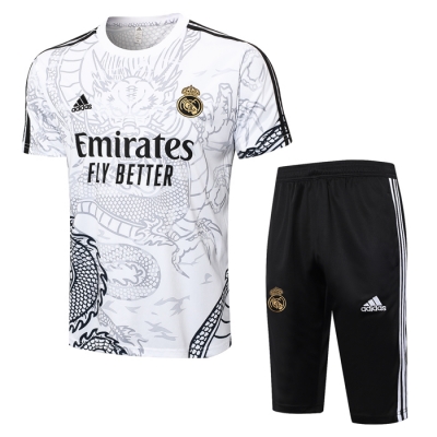 Chandal del Real Madrid Dragon Manga Corta 2024-25 Blanco - Pantalon Corto