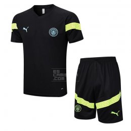 Chandal del Manchester City Manga Corta 2022-23 Negro - Pantalon Corto