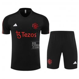 Chandal del Manchester United Manga Corta 23-24 Negro - Pantalon Corto