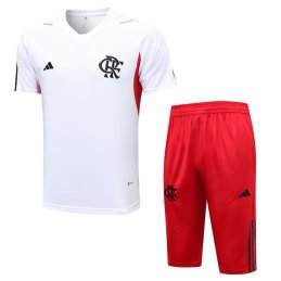 Chandal del Flamengo Manga Corta 23-24 Blanco - Pantalon Corto