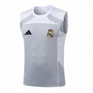Camiseta de Entrenamiento Real Madrid Sin Mangas 25-26 Gris Blanco Camiseta de Entrenamiento Real Madrid Sin Mangas 25-26 Gris Blanco