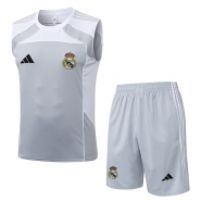 Chandal del Real Madrid Sin Mangas 25-26 Gris Blanco Chandal del Real Madrid Sin Mangas 25-26 Gris Blanco